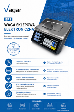Еlektroniczna waga sklepowa BPS, z VAT, Nie, 6 / 15, 2/5, 2 / 5